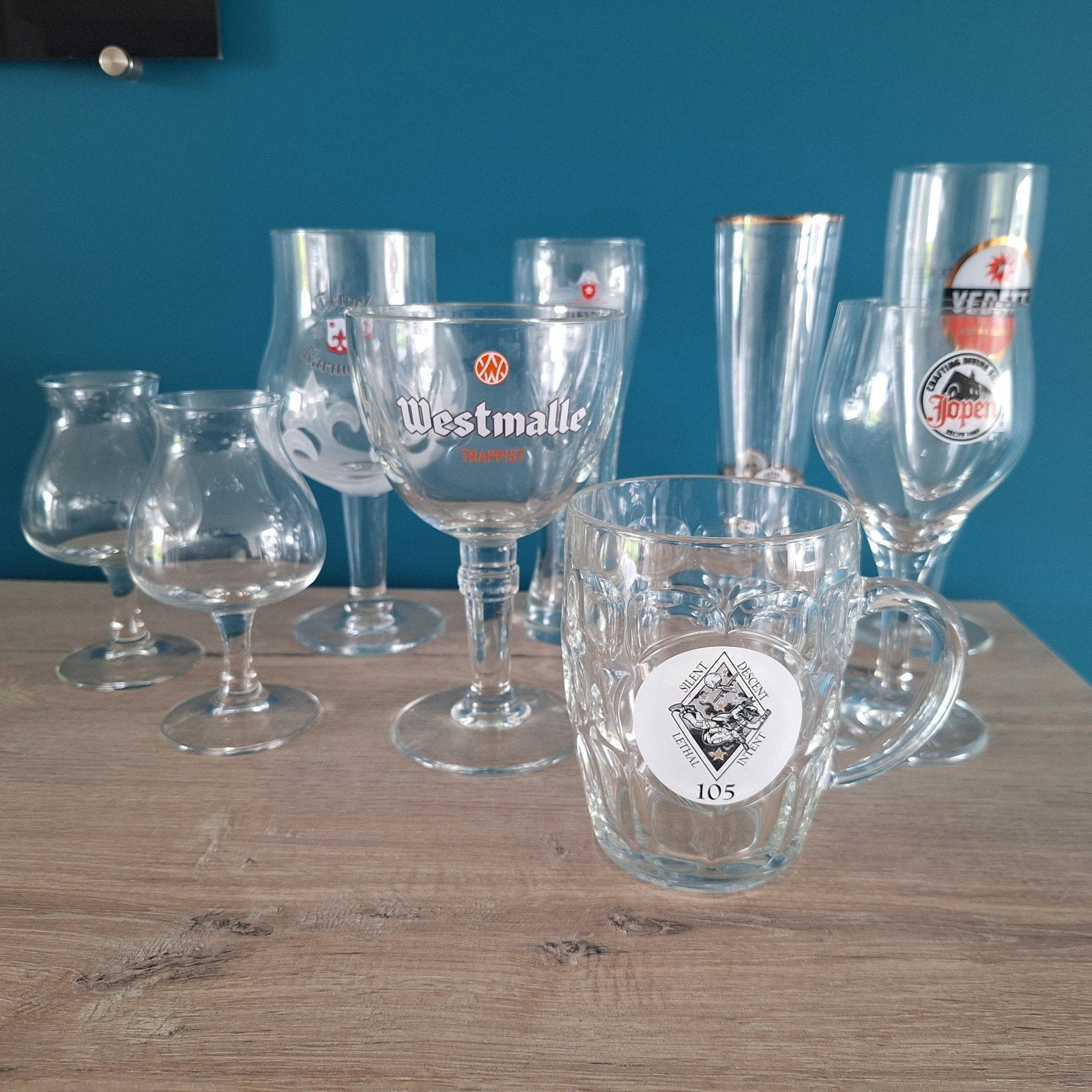 Diverse bierglazen van verschillende merken, Ophalen, Glas of Glazen, Gebruikt, Glas