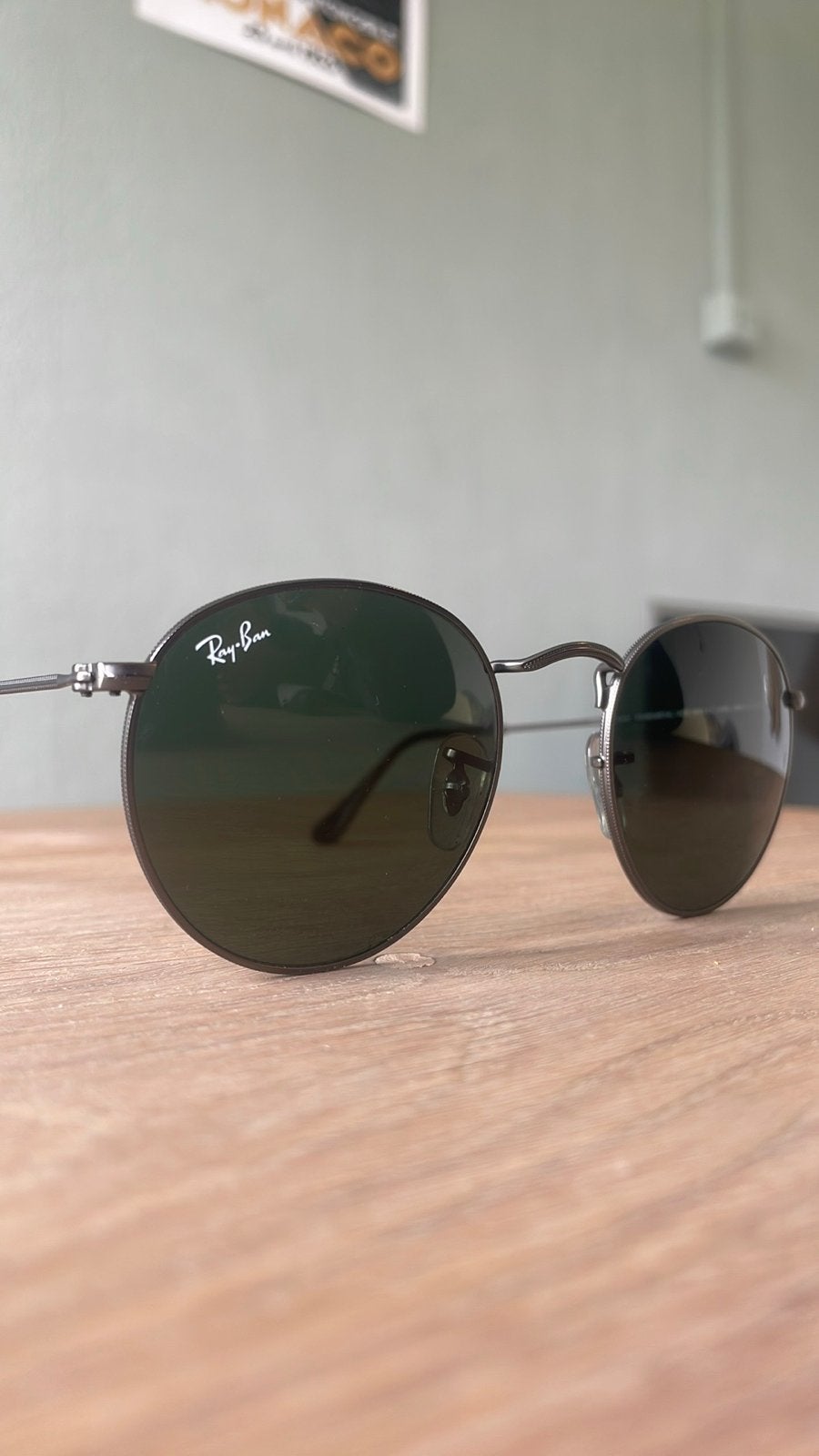 Ray-Ban (RB 3447) Round Metal zonnebril, Zonnebril, Zwart, Ophalen of Verzenden, Zo goed als nieuw