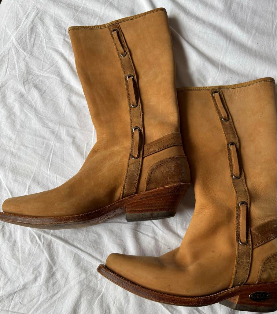 Loblan handgemaakte cowboylaarzen, bruin/beige leer, mt 36, Verzenden, Gedragen, Bruin, Lage of Enkellaarzen