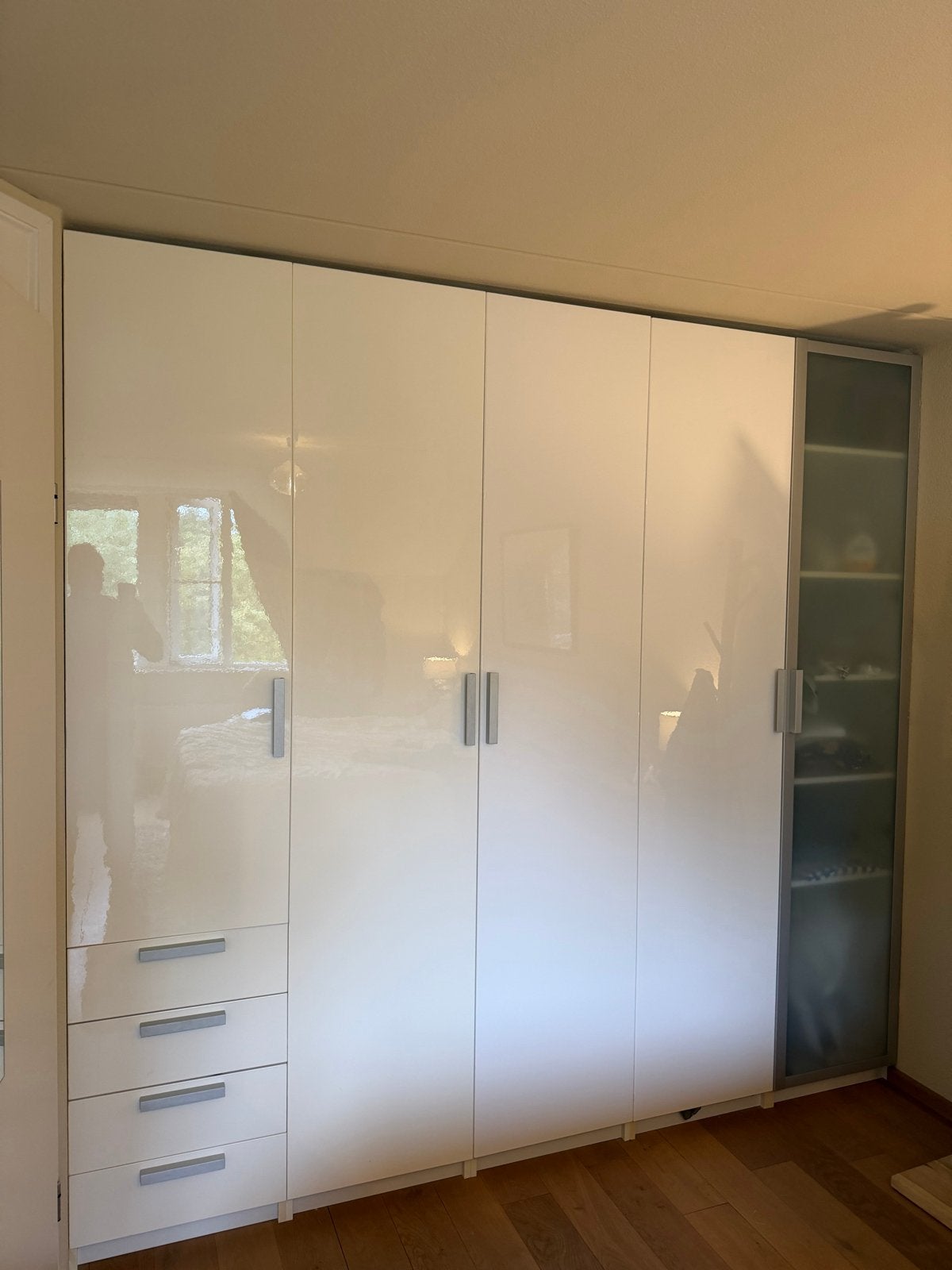 IKEA Pax 5 deuren 229 hoog en 4 lades wit hoogglans, Huis en Inrichting, Kasten | Kledingkasten, Ophalen, Overige materialen, Gebruikt