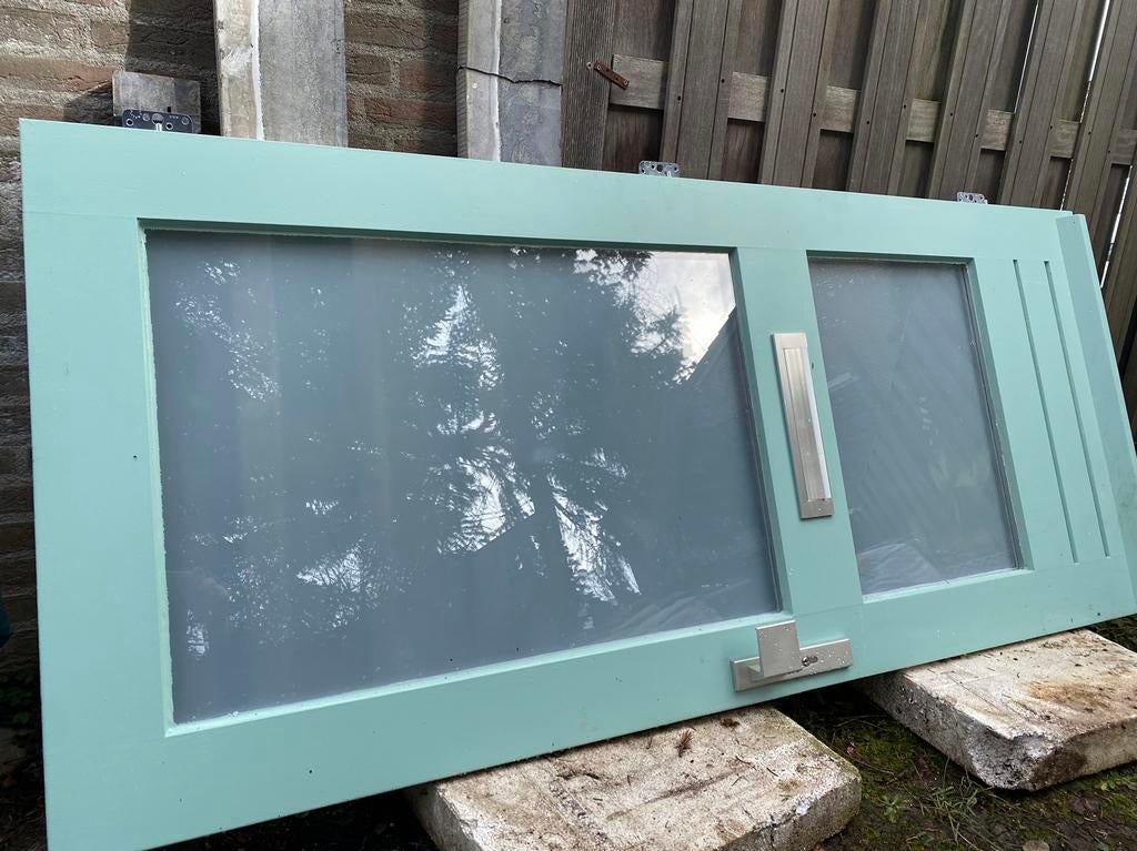 Voordeur met dubbelglas, Deurkozijn, Zo goed als nieuw, Hout, Ophalen