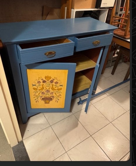 Leuk vintage blauw Kastje dressoir commode, Ophalen