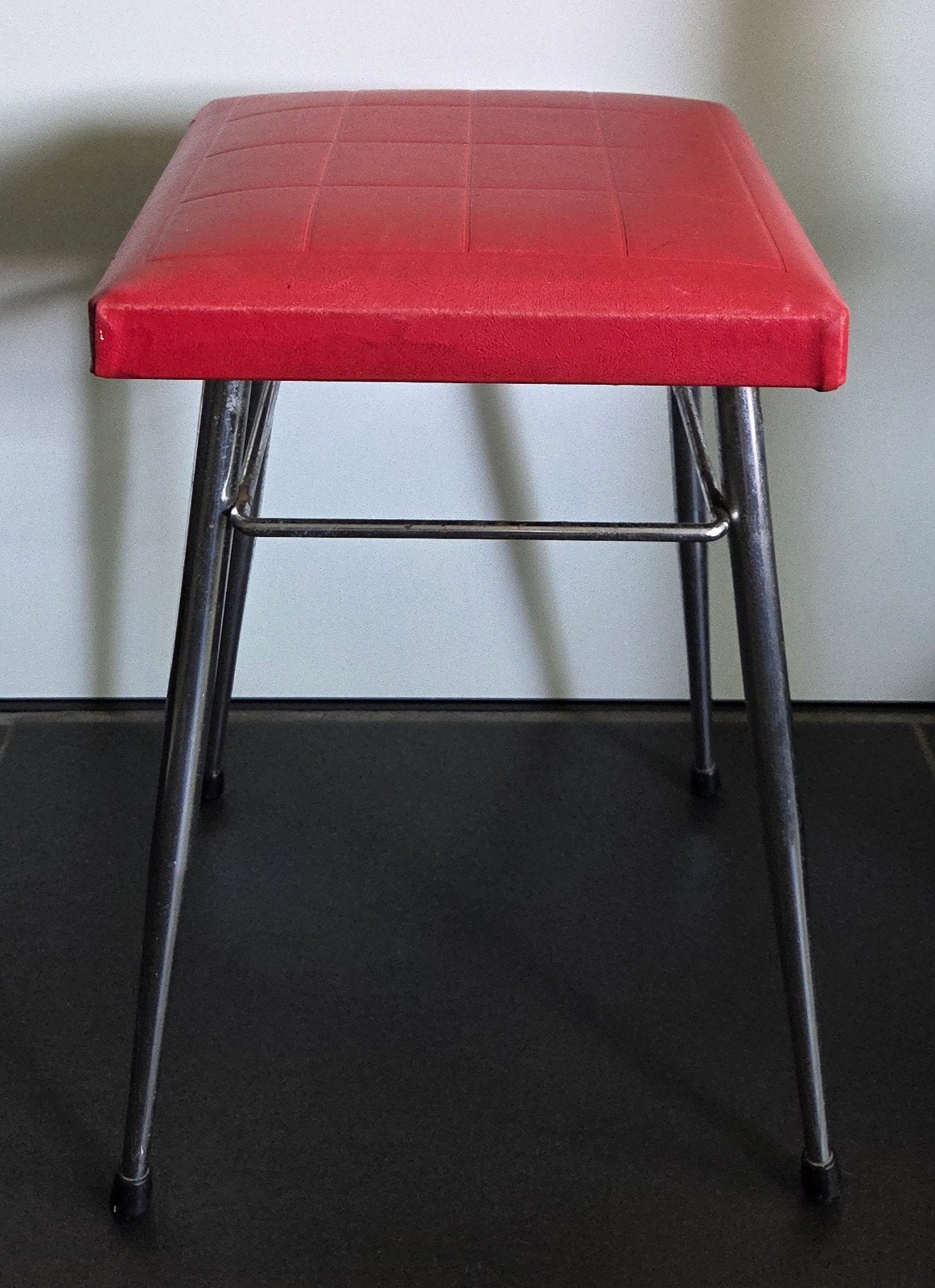 Vintage Brabantia krukje – Jaren '60/'70 –Rood skai & chroom, Ophalen of Verzenden, Gebruikt