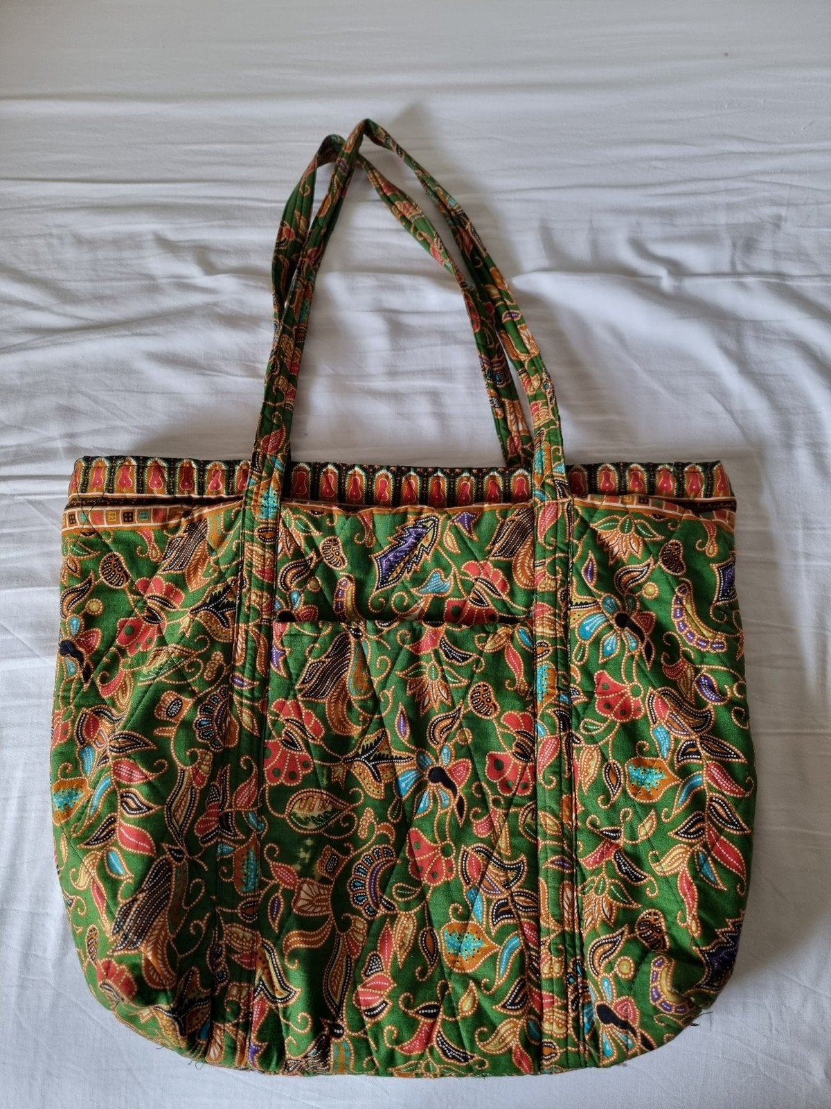 Stoffen dames shopper / handtas met paisley print – ZGAN, Ophalen of Verzenden, Gebruikt, Groen, Handtas