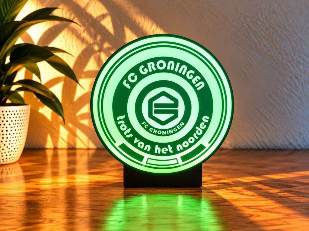 FC Groningen LED Lamp – 3D Geprint – Meerkleurig, Huis en Inrichting, Groen, Nieuw, Ophalen of Verzenden, Dimbaar
