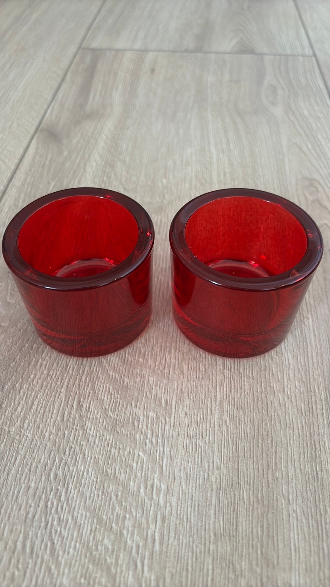 Twee postcodeloterij kaarshouders, Verzenden, Nieuw, Rood, Glas