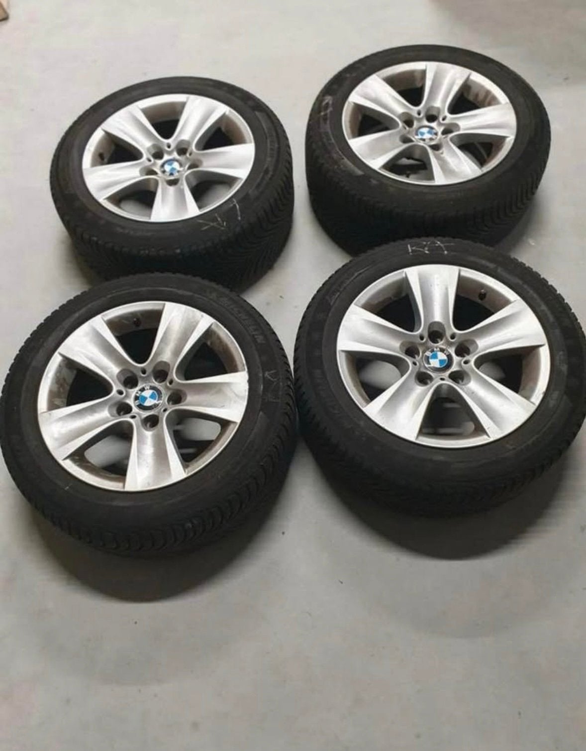 BMW velgen met Michelin Alpin5 winterbanden 225/55/R17, Ophalen, Gebruikt