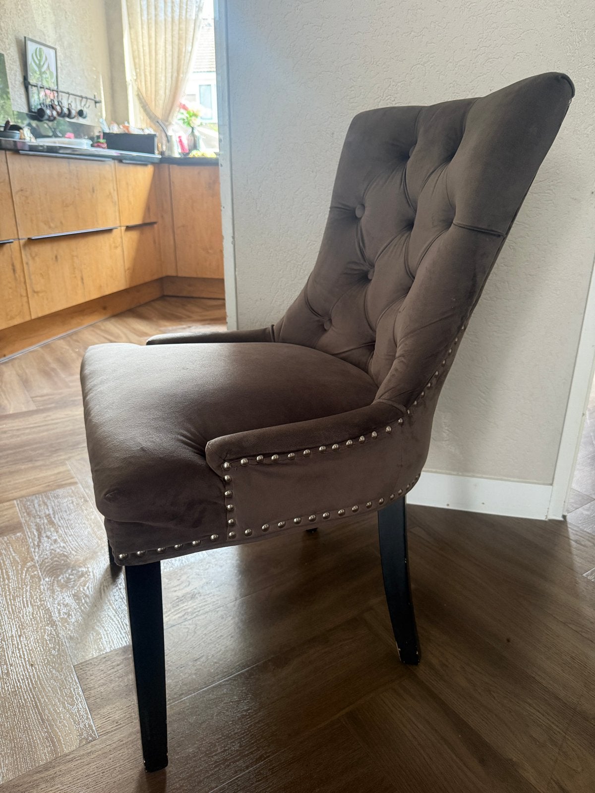 6 mooie eetkamerstoelen – houten poten – nette staat, Huis en Inrichting, Complete eetkamers, Ophalen, Gebruikt, 4 tot 6 stoelen