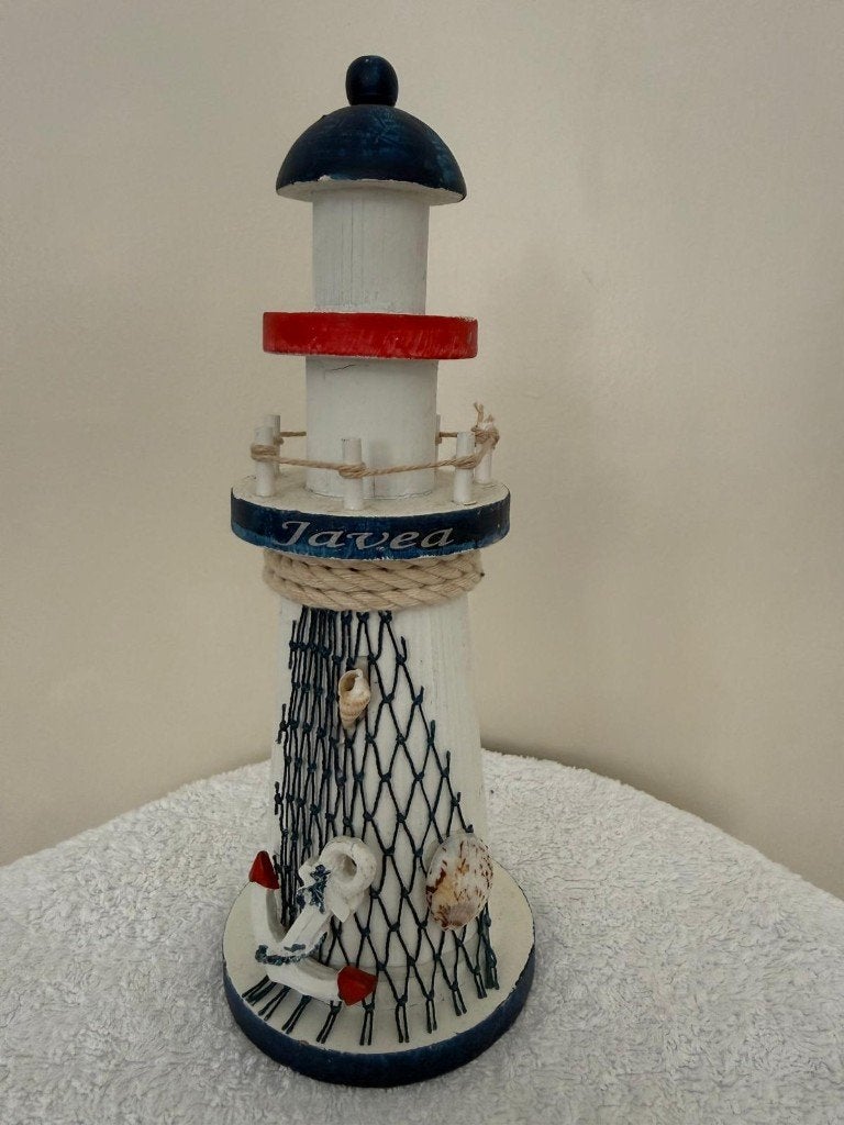 Decoratieve Vuurtoren "Javea" – Maritieme Decoratie, Vintage, Decoratieobject, Steen/keramiek, Ophalen of Verzenden