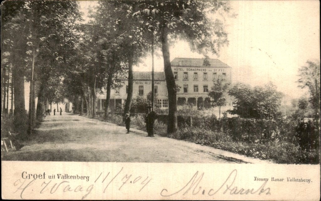 Valkenberg - Hotel Schaepkens - Nieuwe Bazar, Ophalen of Verzenden, Voor 1920, Gelopen, Noord-Brabant