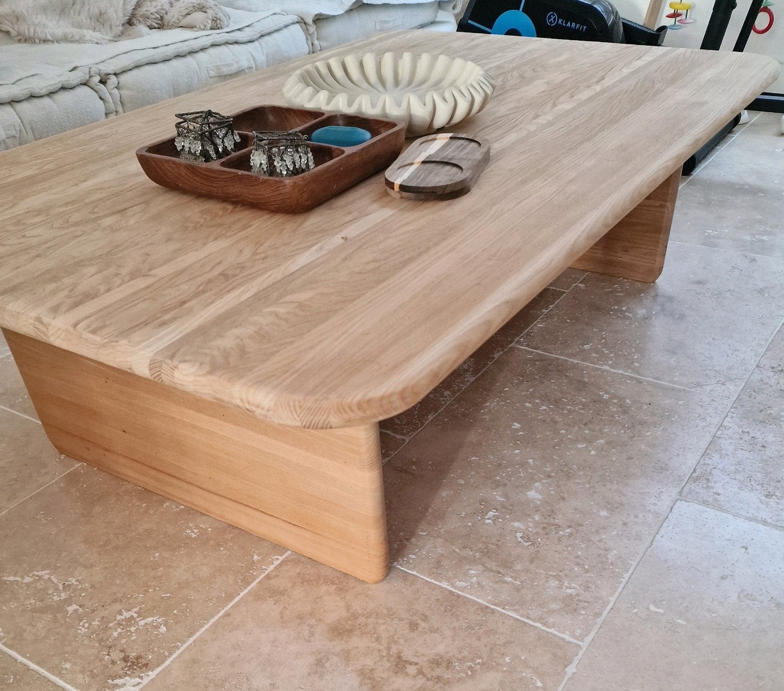 Deense salontafel japandi vintage eiken, Ophalen, 50 tot 100 cm, Eikenhout, 50 tot 100 cm