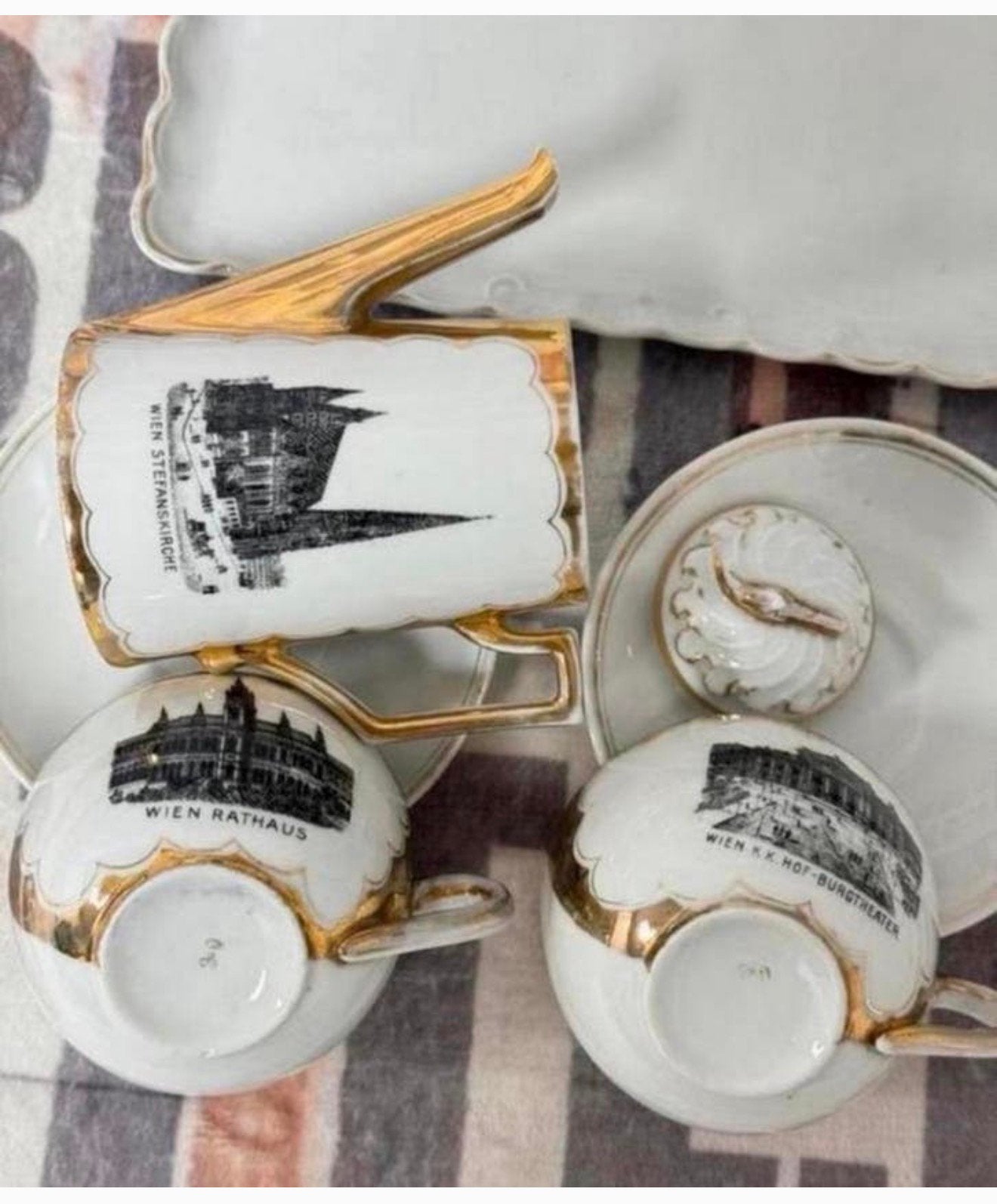 Servies wit-goud Wenen, Oostenrijk theepot dienblad theeset, Ophalen of Verzenden