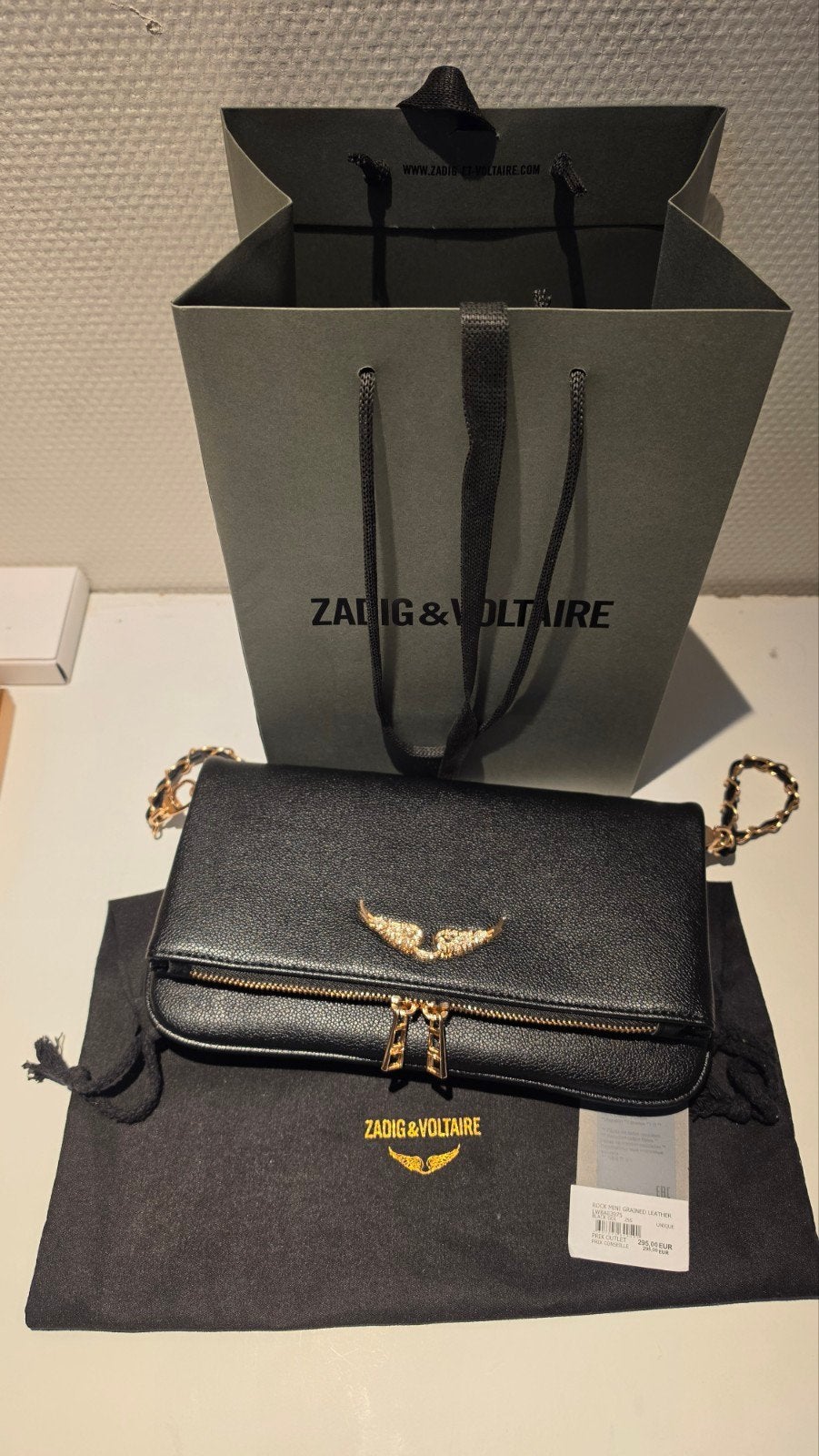 Zadig & Voltaire  schoudertasje zwart leer, Sieraden, Tassen en Uiterlijk, Tassen | Damestassen, Verzenden, Zo goed als nieuw