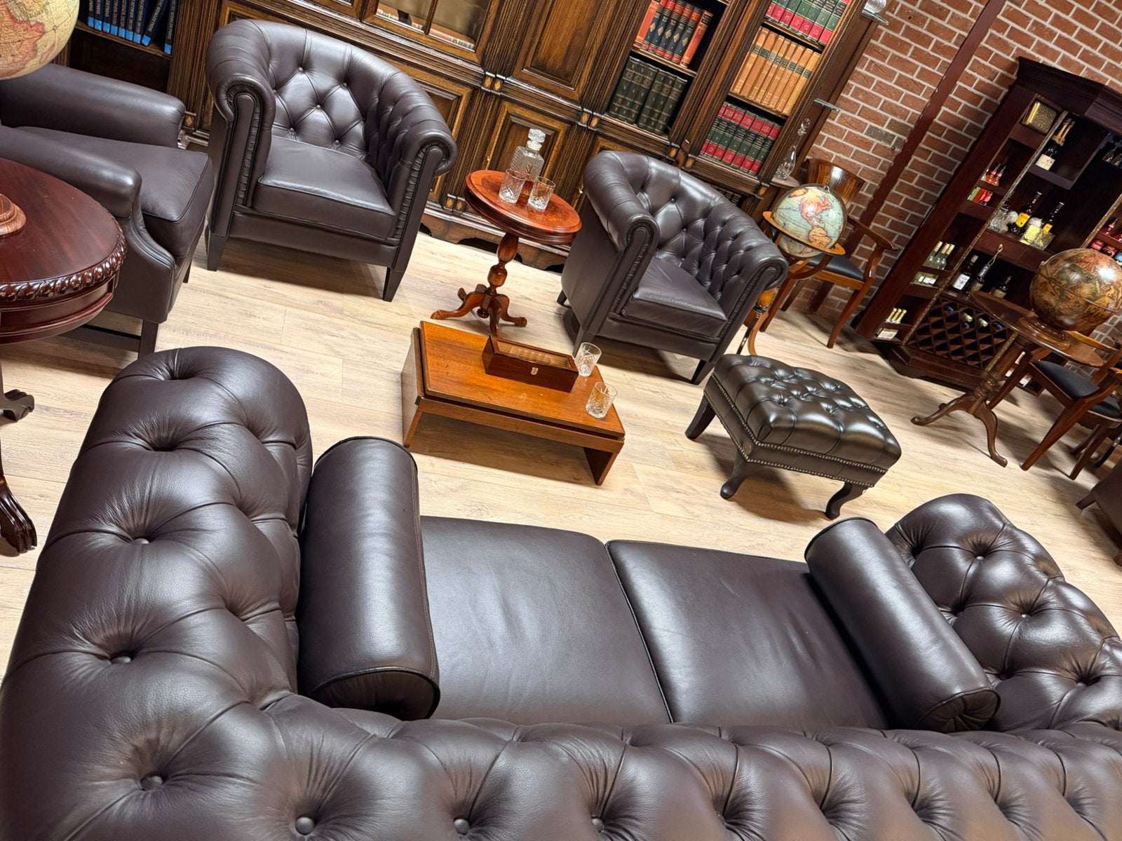 Originele Jan Frantzen Chesterfield Zithoek, Ophalen, Leer, Jan frantzen, Zo goed als nieuw