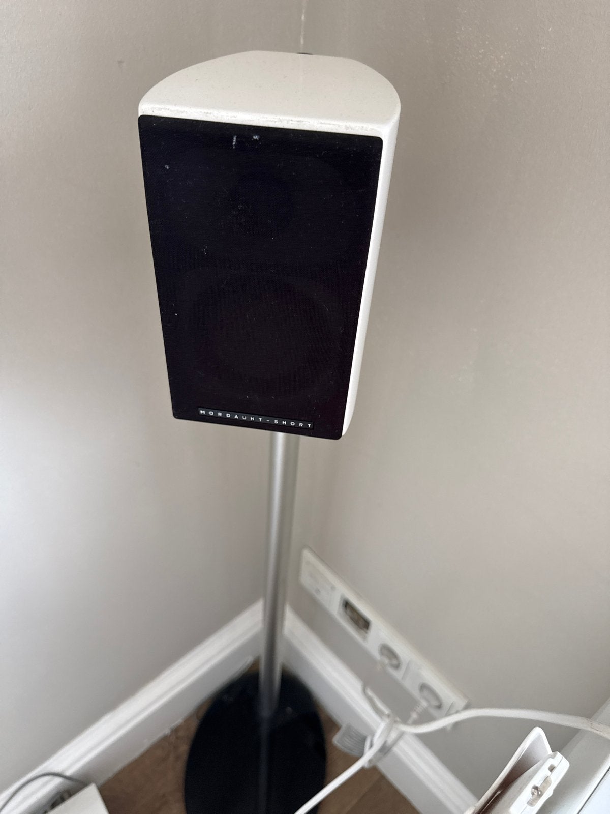 Mordaunt Short Speakerset met standaard, Gebruikt, Inclusief standaarden, Speakerset, Ophalen of Verzenden