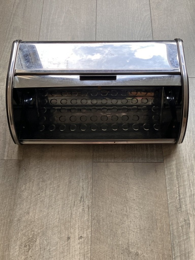 Brabantia Broodtrommel - met Schuifdeksel - Matt Steel, Zilver, Ophalen of Verzenden, Zo goed als nieuw, Metaal