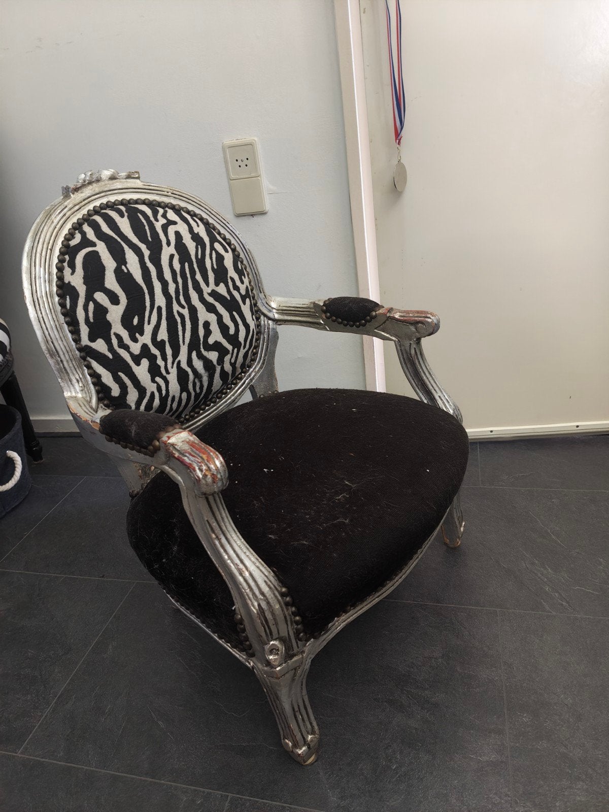 Handgemaakte Barok kinderstoel met zebraprint, Ophalen