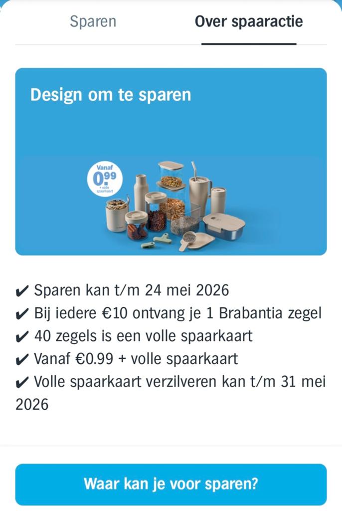 Volle spaarkaart AH Brabantia zegels, Verzamelen, Supermarktacties, Albert Heijn, Ophalen of Verzenden