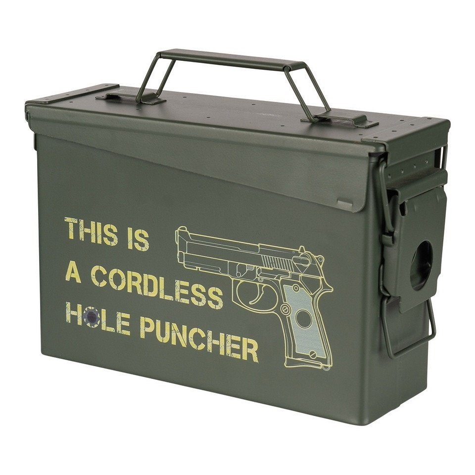 Munitie,Box,Metaal,30,Cal,This,Is,A,Cordless,Hole,Puncher, Verzenden, Landmacht, Amerika, Kist of Geocache