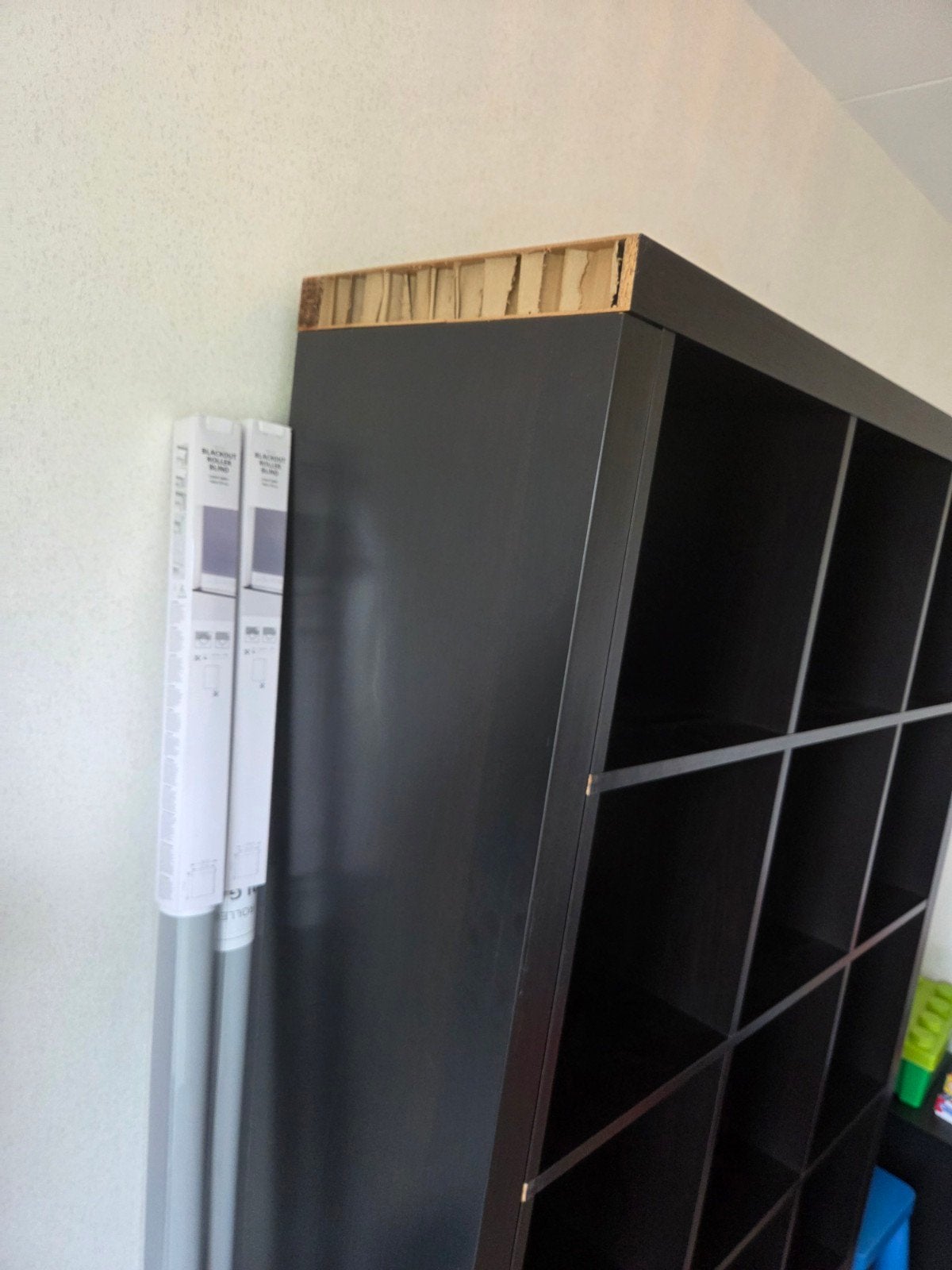 Zwart vakkenkast met 15 vakken - 185x116x39 cm, Ophalen, Met plank(en), Gebruikt, 100 tot 150 cm