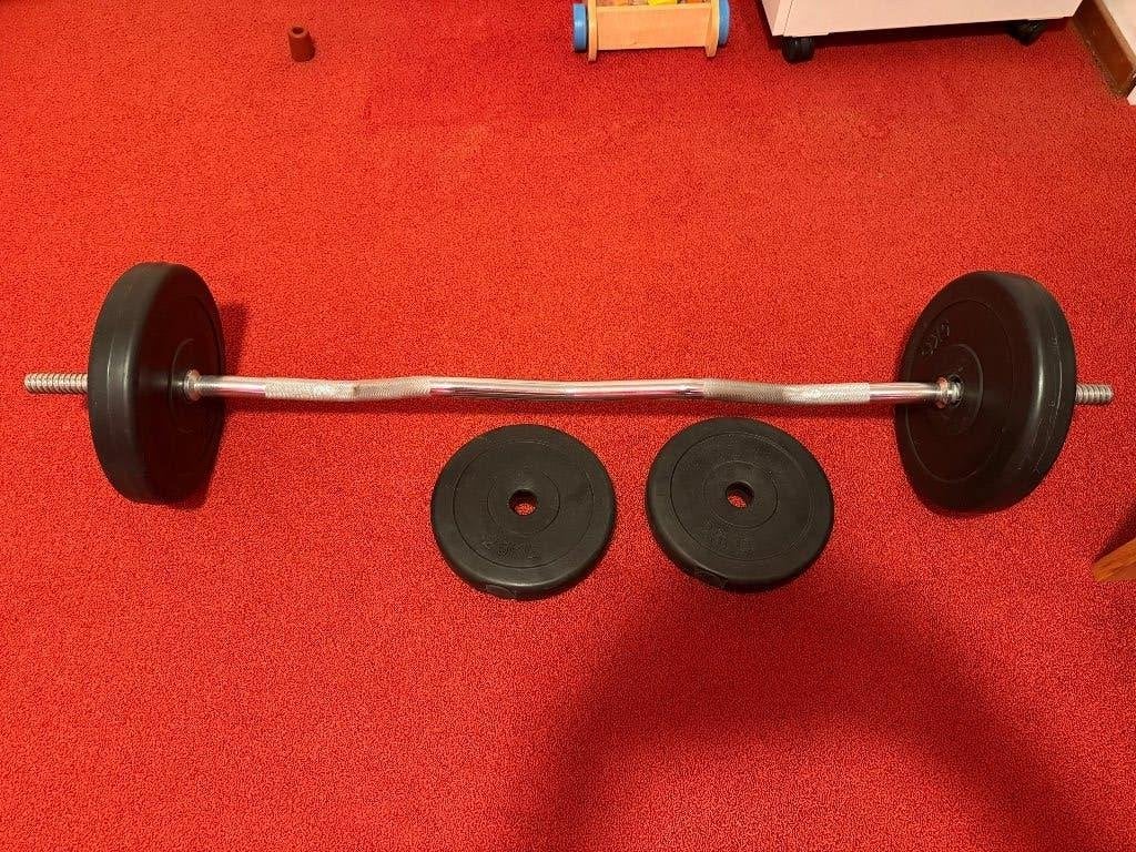 Halterset met gewichten 5 en 2.5 kg, Ophalen, Zo goed als nieuw, Halterset