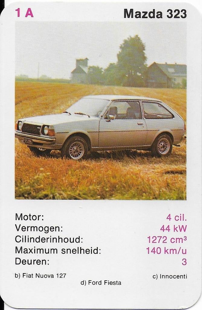 Kb17 autokaartje 1a mazda 323, Ophalen of Verzenden, Zo goed als nieuw, Auto's