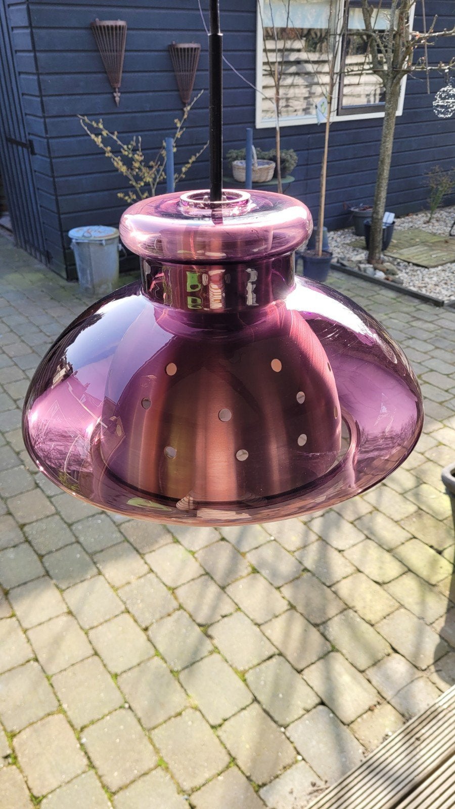 Doria vintage design hanglamp paars jaren '70, Ophalen