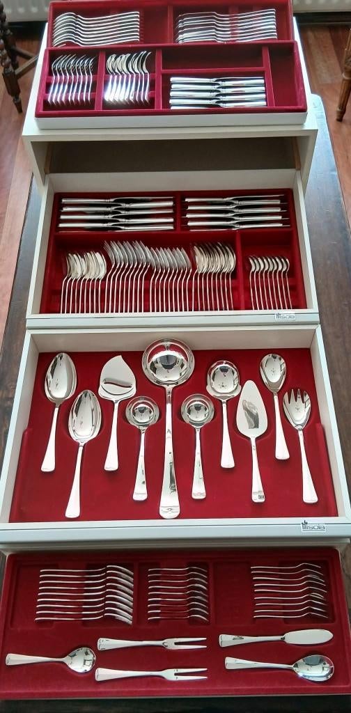 EXCLUSIEF BEZIT ! Verzilverd SOLA 100  Nieuwstaat. 150 delig, Ophalen, Nieuw, Vaatwasserbestendig, Zilver
