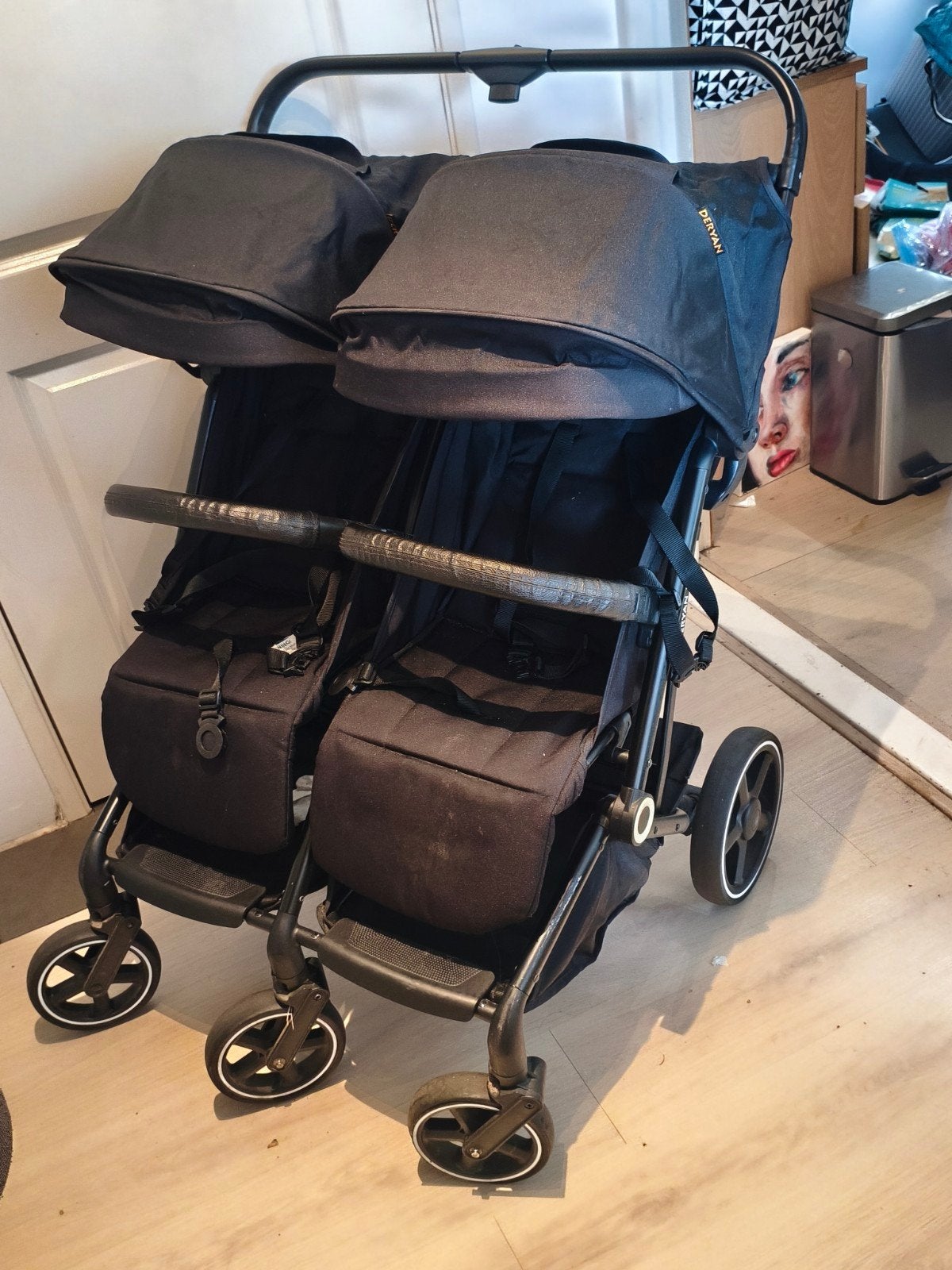 Deryan XP Tweelingbuggy - Zwart, Ophalen, Gebruikt, Overige merken, Duomodel