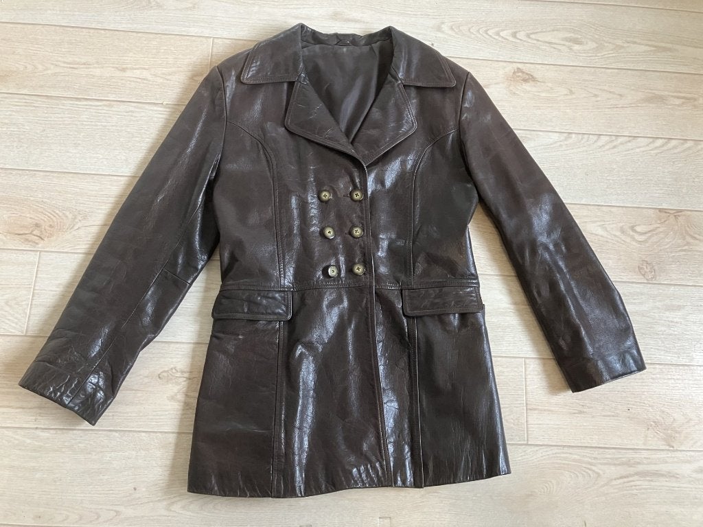 Jas bruin echt leer maat 40, Ophalen of Verzenden, Gedragen, Maat 38/40 (M), Bruin