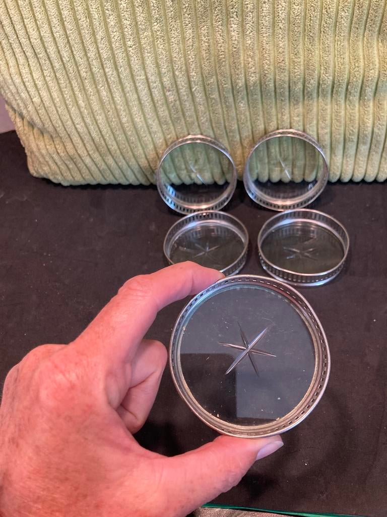 Set van 5 vintage onderzetters (300426h), Huis en Inrichting, Woonaccessoires | Onderzetters, Ophalen of Verzenden, Gebruikt, Glas of Kopje