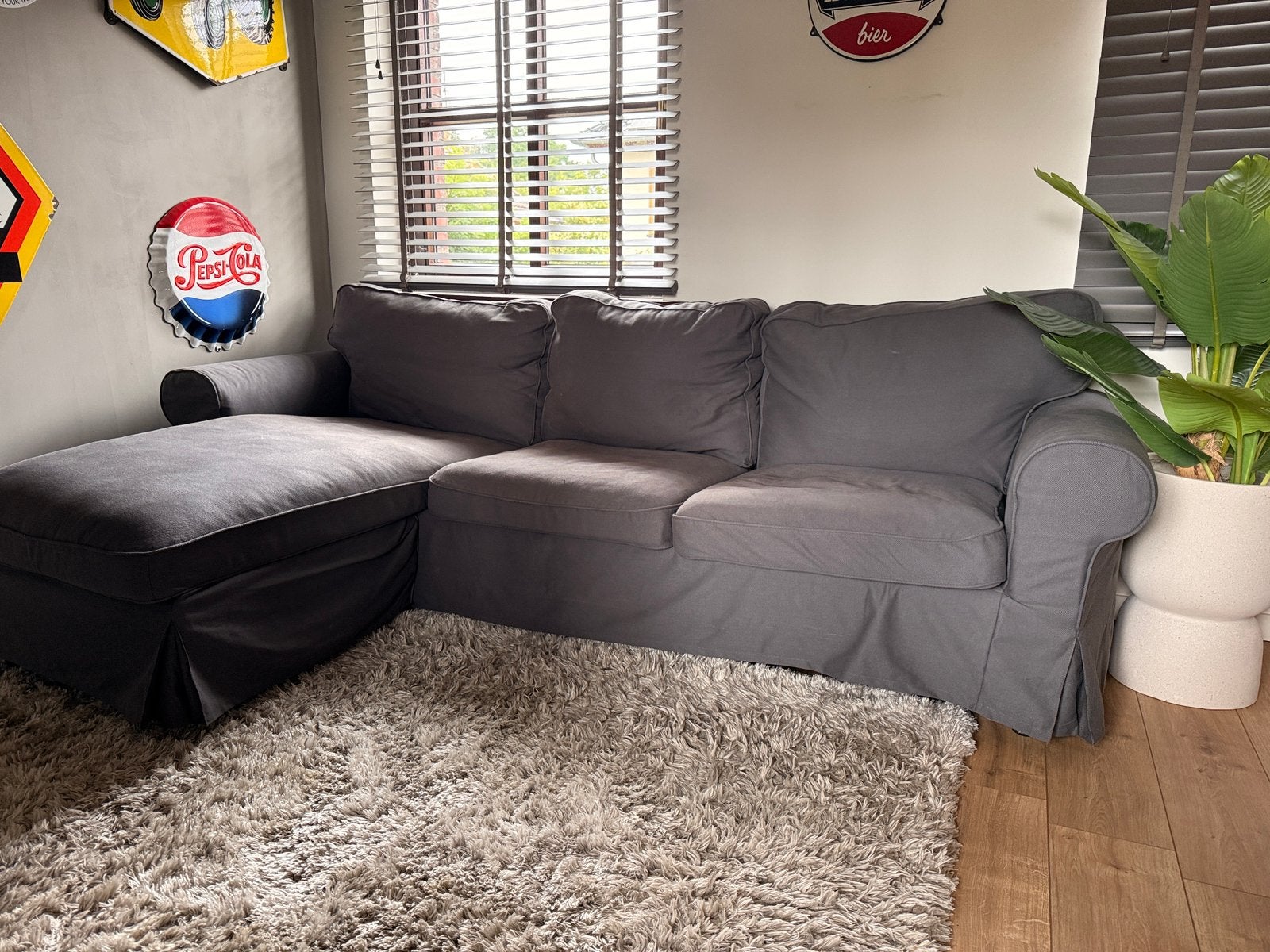 Ikea hoekbank grijs, Huis en Inrichting, Banken | Bankstellen, Ophalen, Gebruikt, Hoekbank, Driepersoons