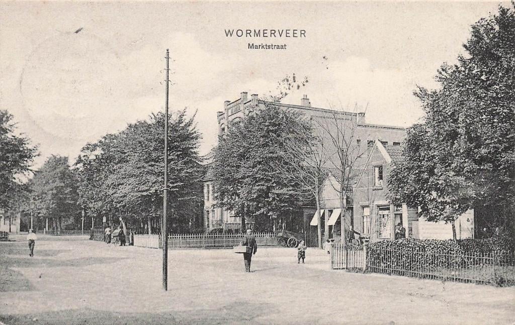 JN938 Wormerveer Marktstraat 1908, Verzenden, Voor 1920, Gelopen, Noord-Holland