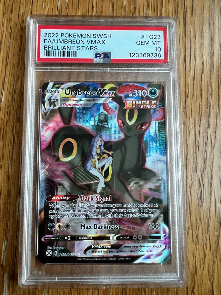 Full Art Umbreon VMAX #TG23 PSA 10 - Brilliant Stars, Hobby en Vrije tijd, Verzamelkaartspellen | Pokémon, Ophalen of Verzenden