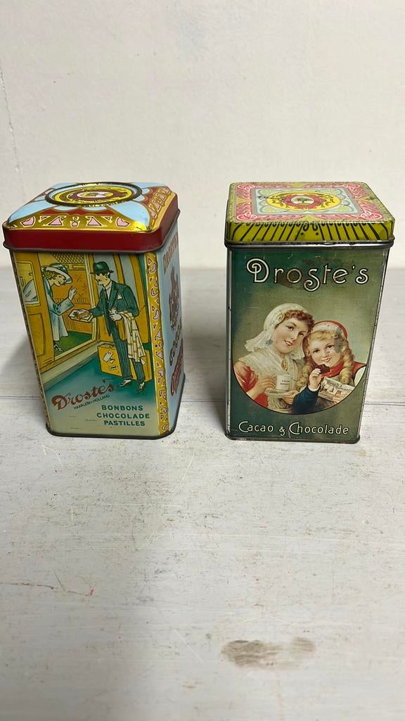 Vintage 2 stuks Droste’s cacao blikken, Verzamelen, Ophalen of Verzenden, Gebruikt, Overige, Droste