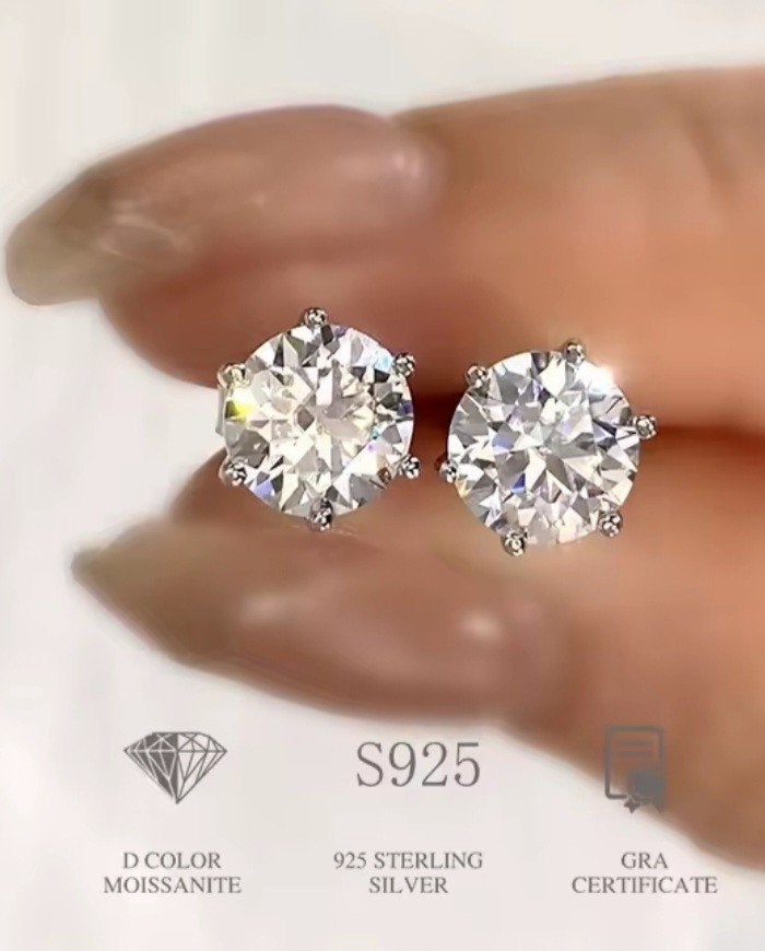 Moissanite Oorbellen 2ct D-Kleur Zilver 925, Sieraden, Tassen en Uiterlijk, Oorbellen, Ophalen of Verzenden
