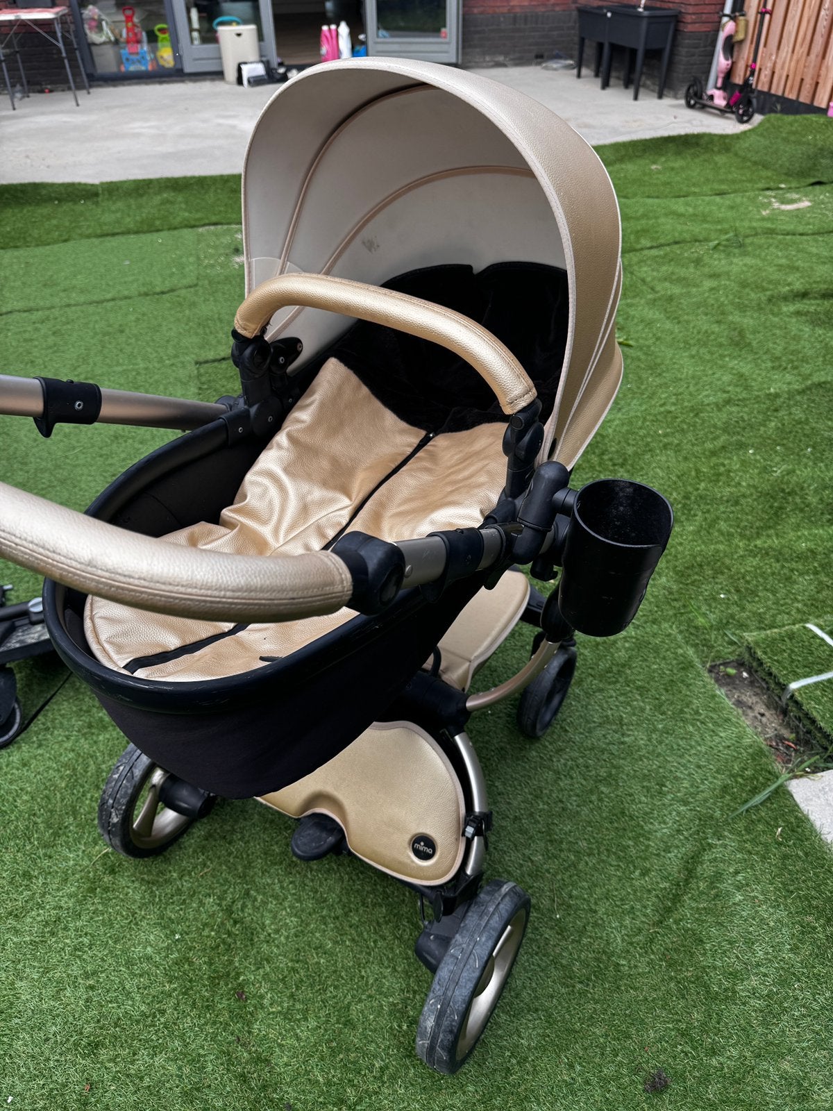 Champagnekleur Mima kinderwagen 2in1 + reiswieg, Ophalen, Gebruikt, Overige merken