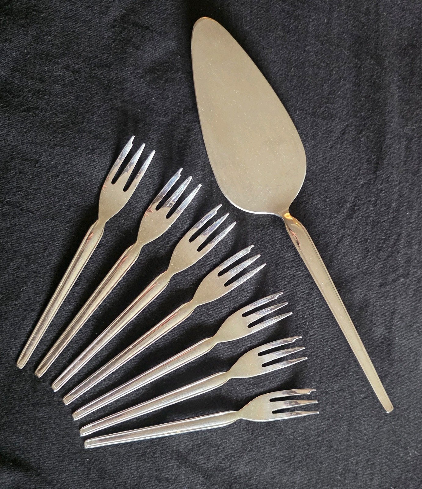 Vintage Taartschep en 10 gebaksvorkjes - Sola elite, Ophalen of Verzenden