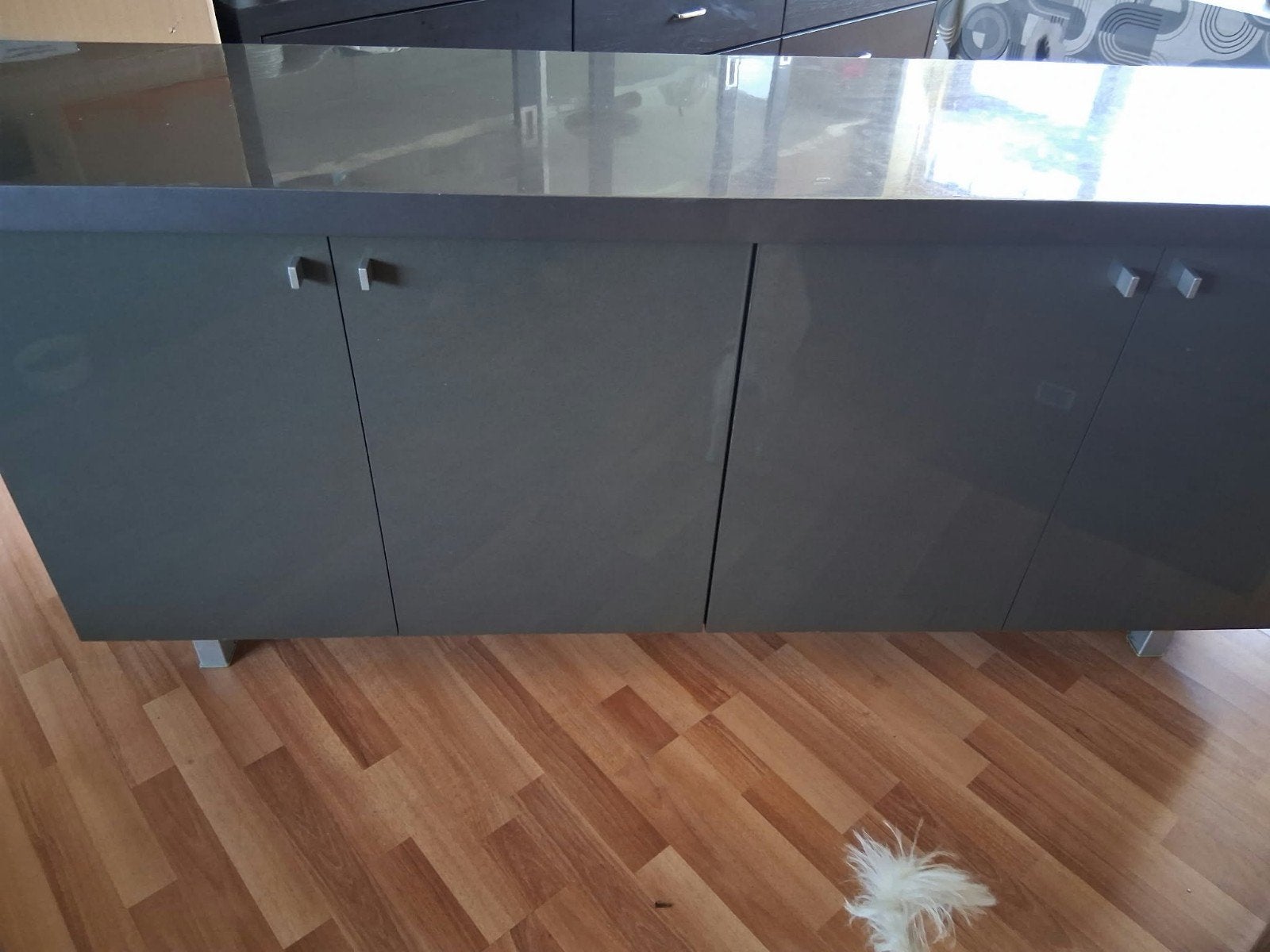 Hoogglans dressoir - 204 cm breed, Ophalen, Kunststof, 200 cm of meer, 25 tot 50 cm