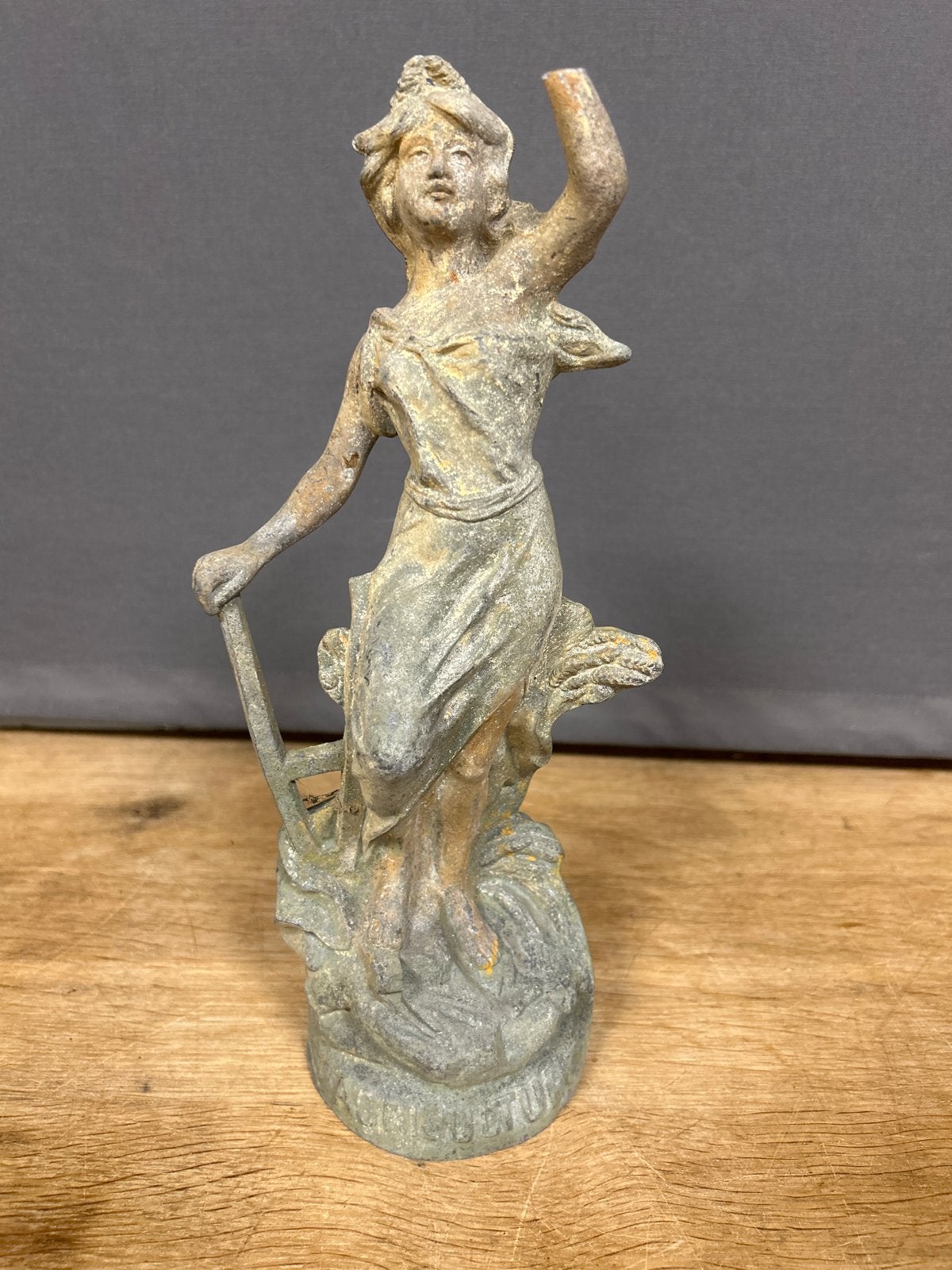 Antiek Regule/Spelter Zinken Beeld 'Agriculture' uit Frankri, Ophalen of Verzenden, Gepatineerd, 20 - 50 cm, Beeld