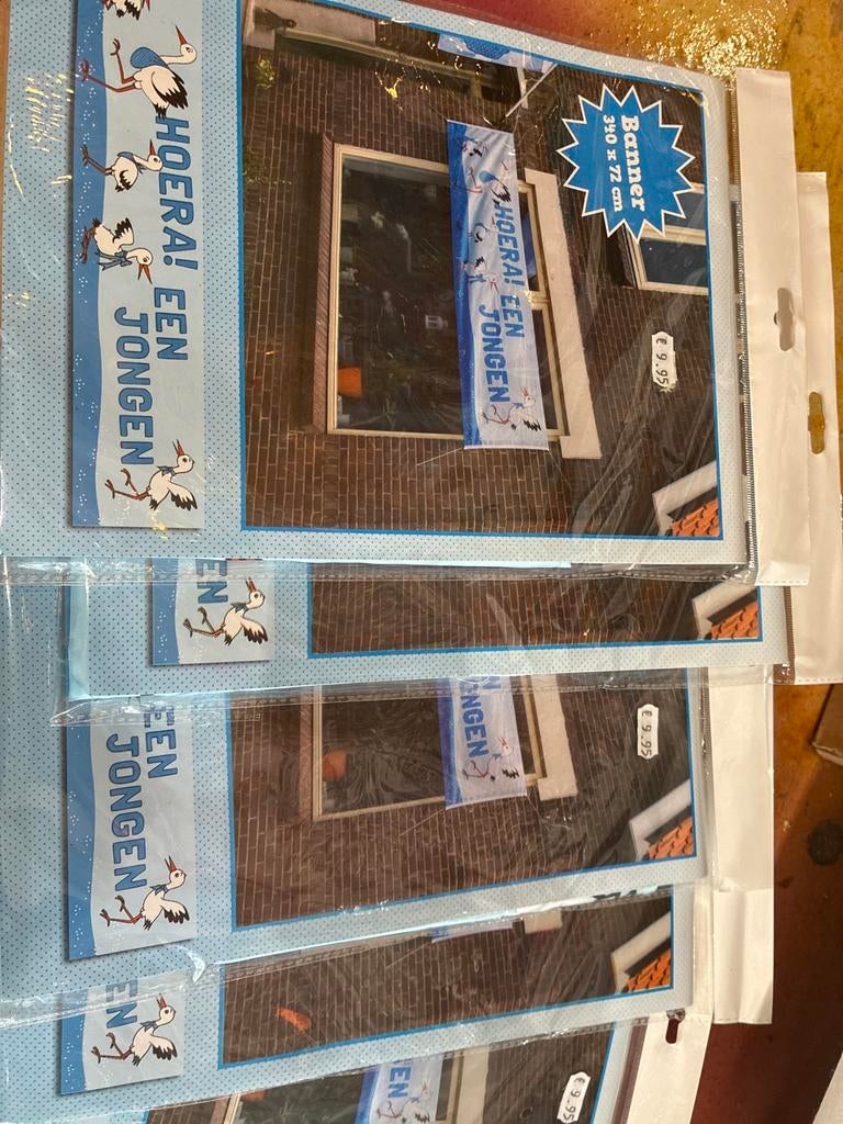 Hoera! Een Jongen Banner - Geboorteversiering, Ophalen, Nieuw, Geboortebord