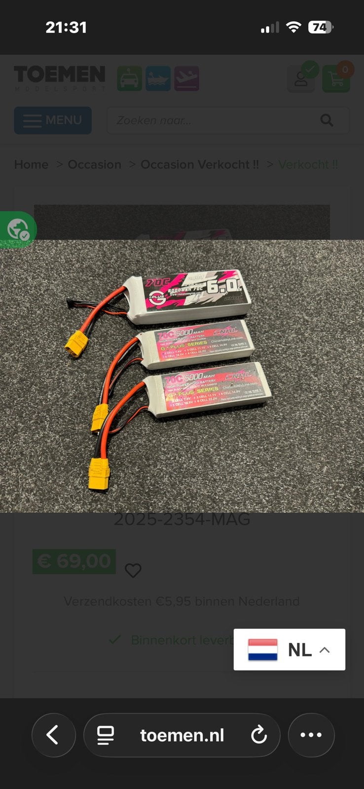 3 CNHL lipo’s (2x2s en 1x4s), Ophalen, Gebruikt