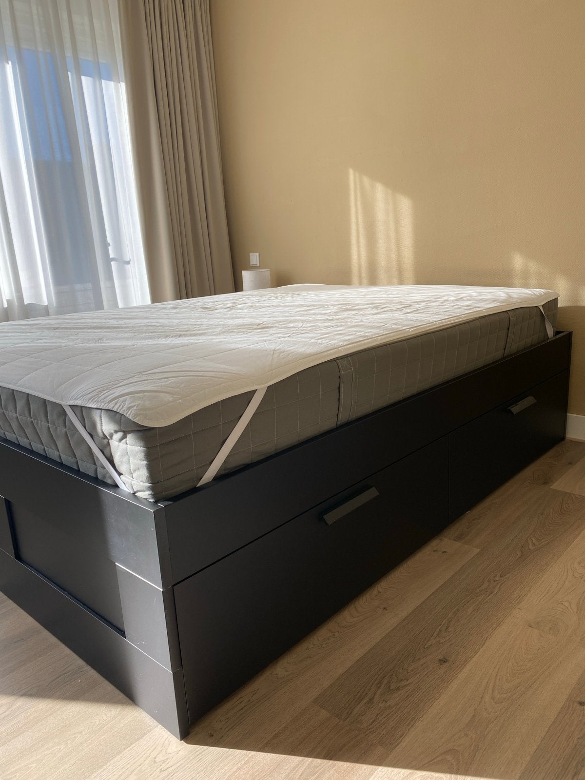 IKEA Brimnes bed 140x200 zwart met opberglades, Huis en Inrichting, Ophalen, Gebruikt, Zwart, Tweepersoons