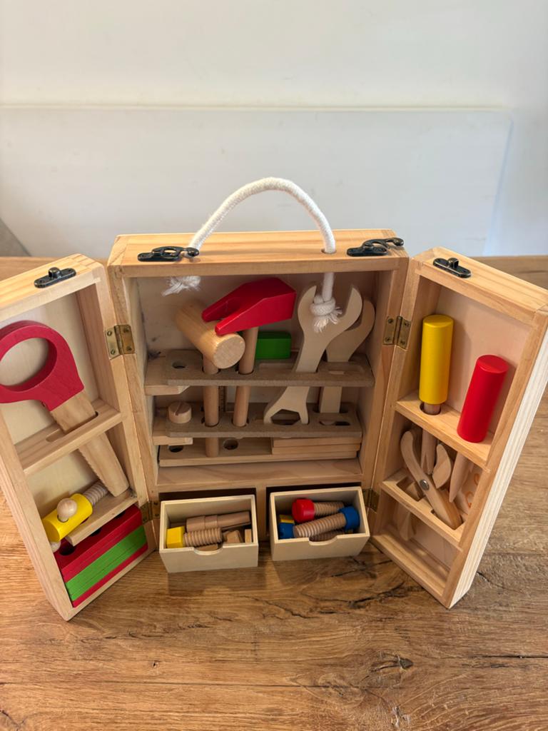 Houten gereedschapskist Buurman en Buurman, Kinderen en Baby's, Speelgoed | Houten speelgoed, Ophalen, Zo goed als nieuw, Overige typen