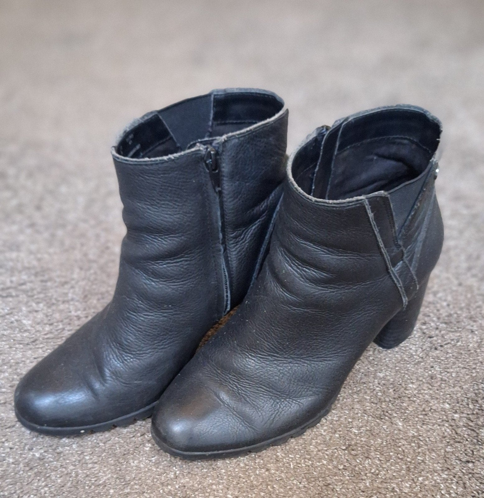 Hush Puppies Zwarte Leren Enkellaarzen - Maat 41, Zwart, Lage of Enkellaarzen, Ophalen of Verzenden, Gedragen