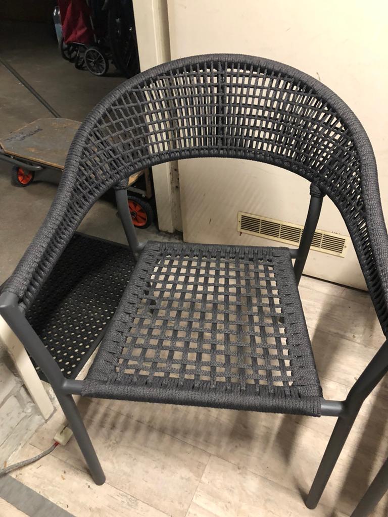 Stapelbare tuinstoelen van wicker en metaal, Tuin en Terras, Tuinstoelen, Ophalen, Gebruikt, Metaal, Stapelbaar