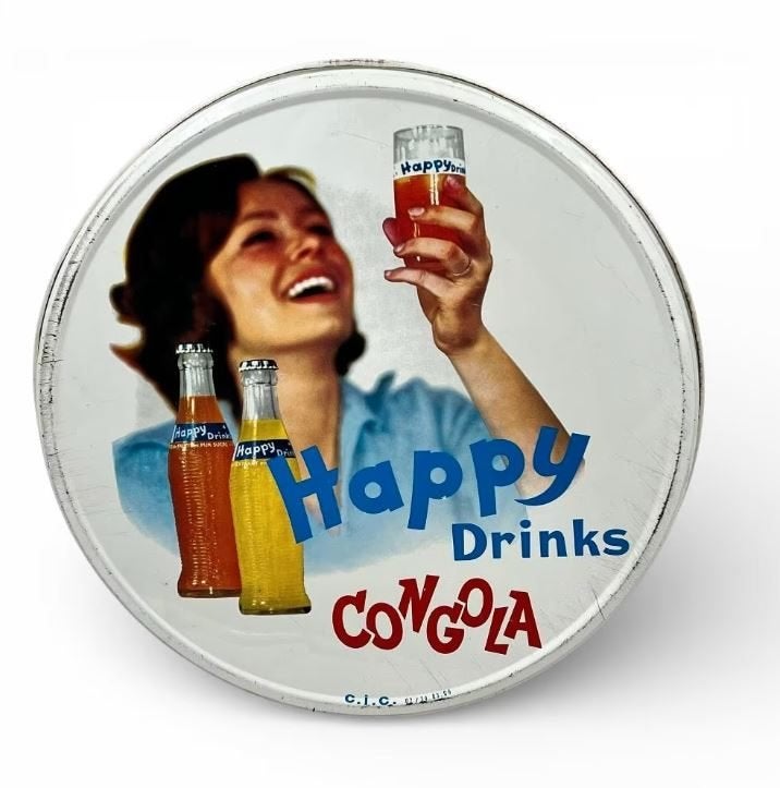Reclame dienblad Happy Drinks, Congola, Verzamelen, Reclamebord, Gebruikt, Ophalen of Verzenden, Happy Cola