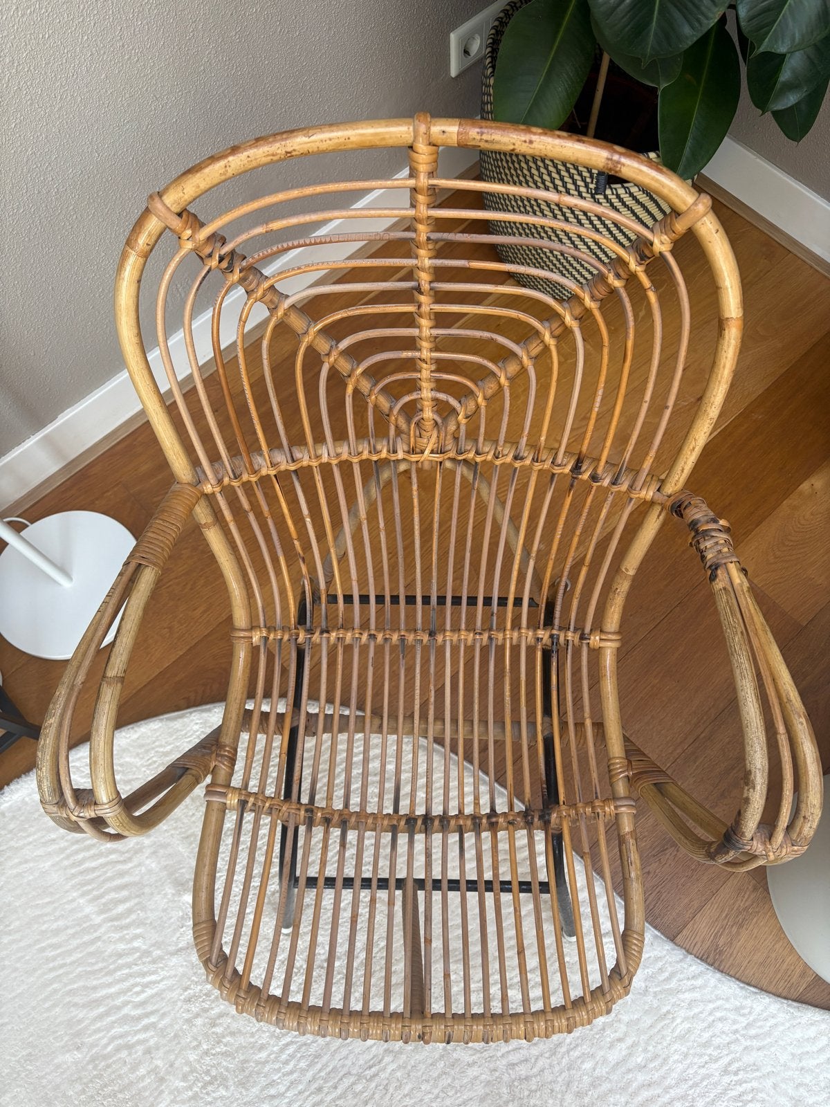 Vintage rotan stoel (Rohé Noordwolde), Ophalen, Gebruikt, Bruin, Riet of Rotan