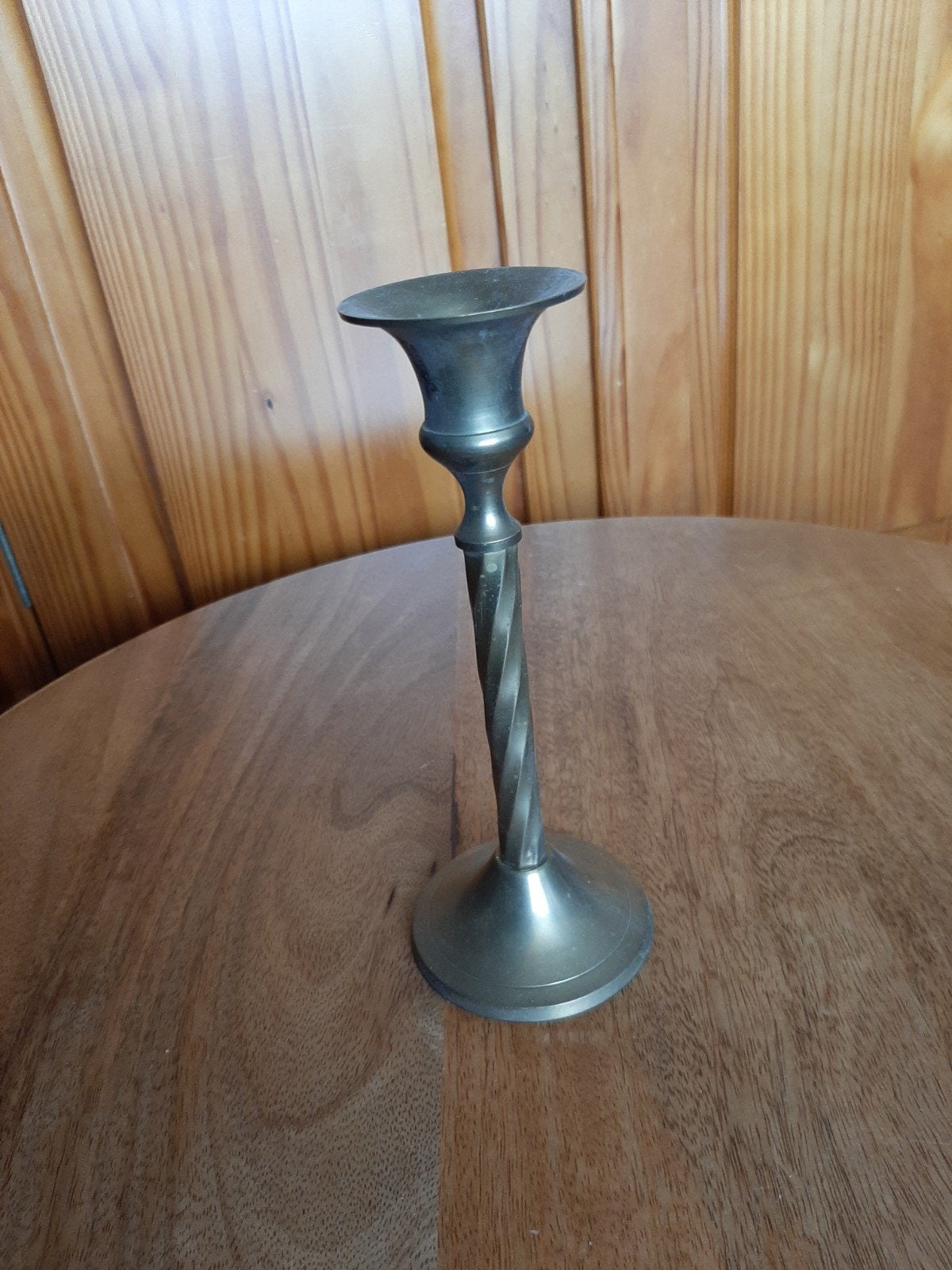Vintage Koperen Kandelaar met Gedraaide Stam, Ophalen, Koper of Brons