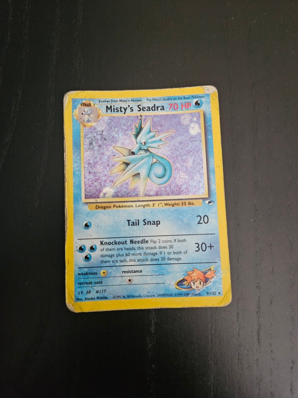 Pokemon Kaart: Misty's Seadra Gym Heroes Holo 9/132, Ophalen of Verzenden, Zo goed als nieuw